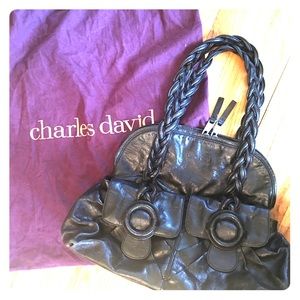 🔥CHARLES DAVID black leather handbag